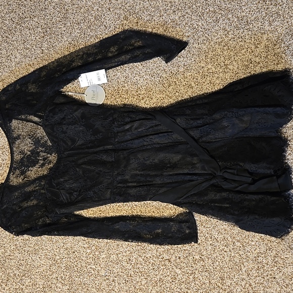 Pearl Georgina Chapman By Marchesa Elegant Black Lace Dress Sz 6 New - Picture 2 of 3